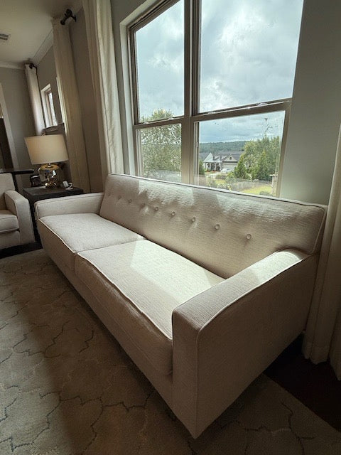 Rowe 2 cushion Tufted Back Sofa Cream 88x24x33