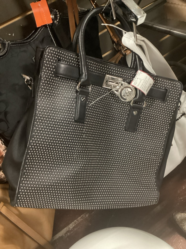 Michael Kors Large Hamilton Micro Studded Black Leather Satchel