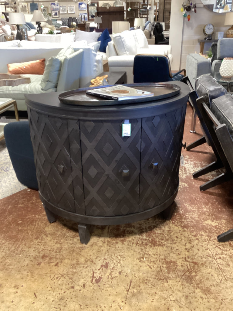 4 Door Black Demi Lune Cabinet "As Found"