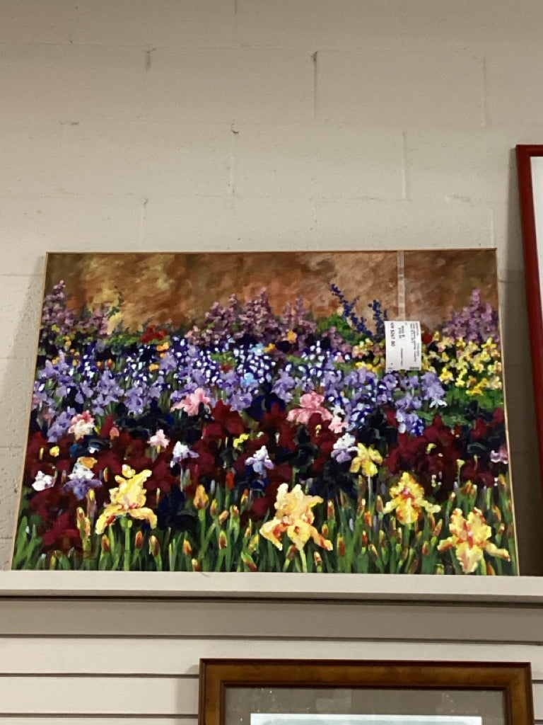 Jerome Lawrence painting /colorful flowers 40.5 x 30.5