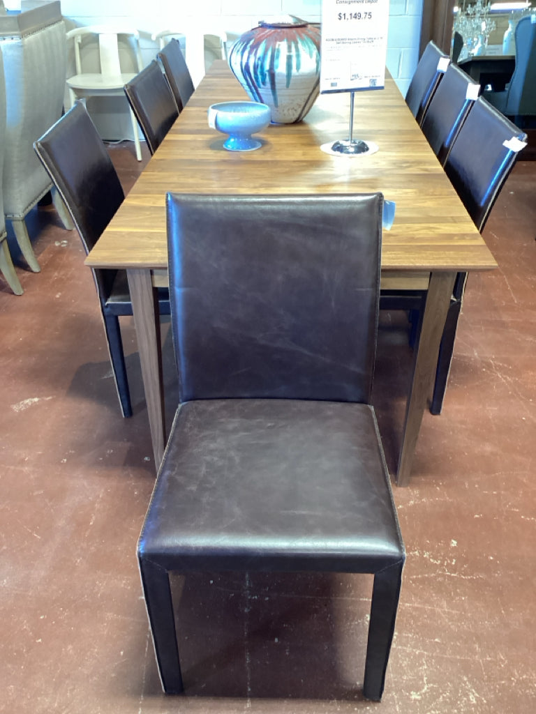 Crate and Barrel Folio Side Chair in Brown Leather 18x18x36 (Set of 8)