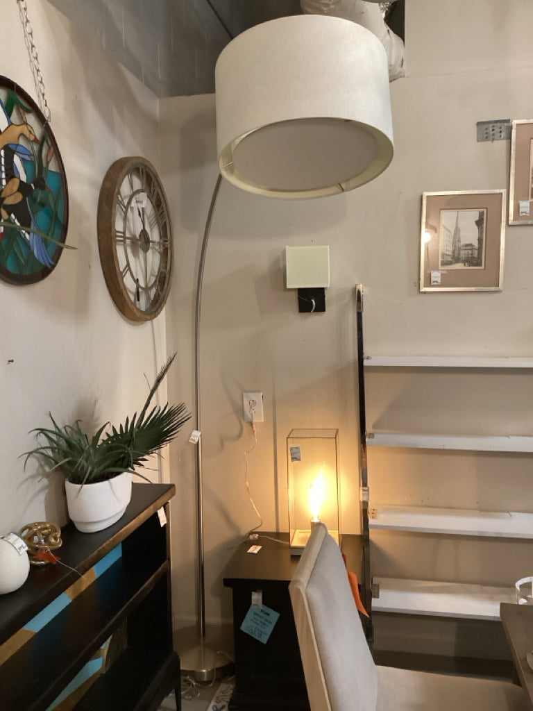 Mid-Century Modern 81" Brushed Nickel Arc Floor Lamp