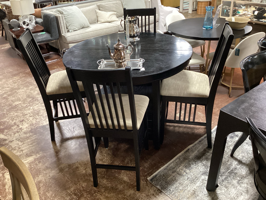 48" Round Black Pub Table with 4 chairs