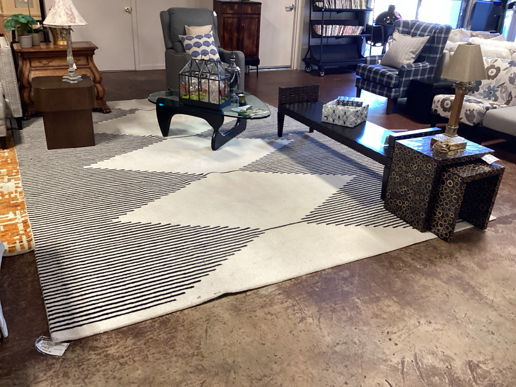 Surya Rug / black & white geometric design hand tufted wool / 9' 9" x 13' 9"