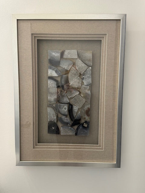 Uttermost Seana Natural Agate Stone and Brushed Silver Shadow Box, 20x27.5