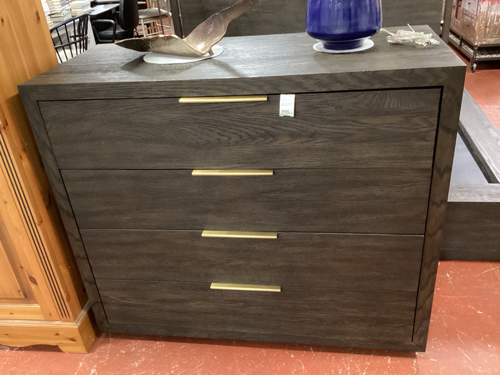 Restoration Hardware Machinto Dresser / 4 drawer brown oak/ brass 50 x 22 x 42 h