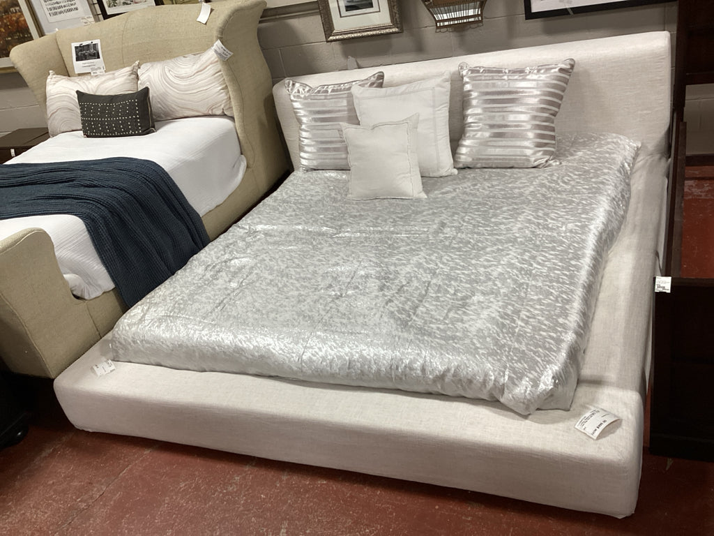Designer Cream Linen King Size Bed 92"9" X 34"