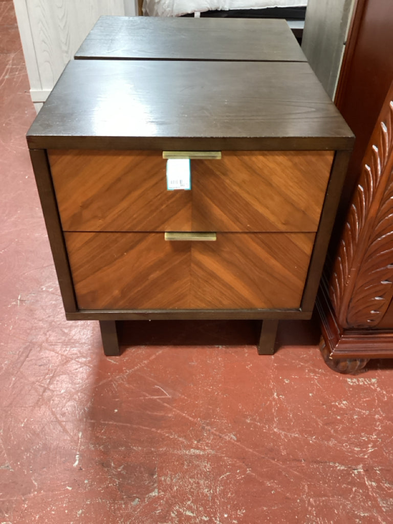 West Elm Nightstand / mid century style 2 drawer 22 x 16 x 24 high AS FOUND