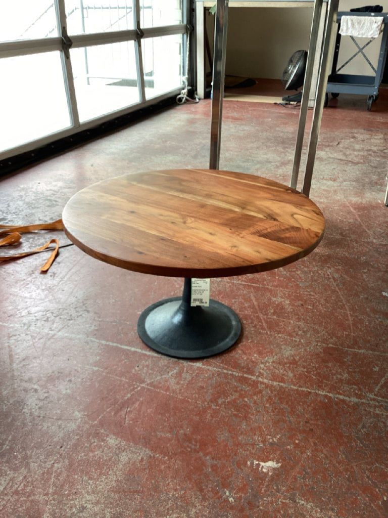 Industrial Wood & iron Coffee Table 28" round 16" high