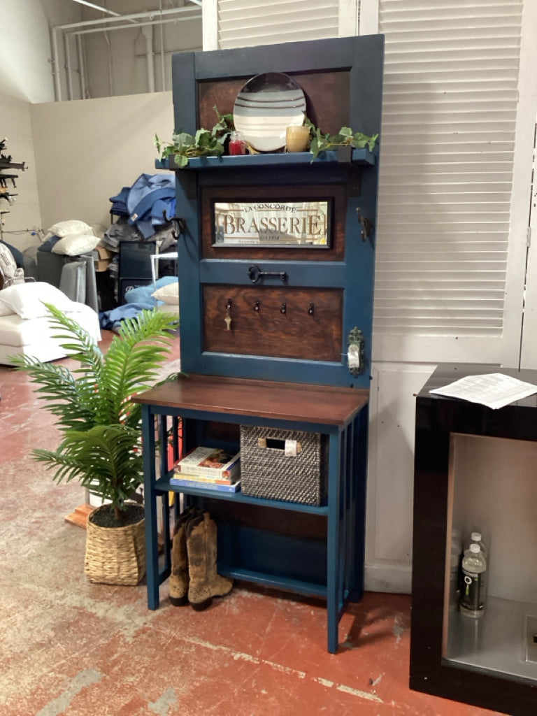 Hall Tree/ hand crafted antq doorentry piece / 32 x 17 x 80