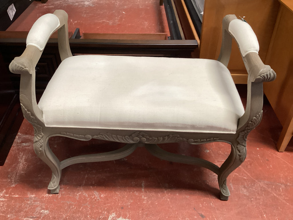 Bench/ Carlisle window bench / cream & natural 32 x 18 x 26 AS FOUND