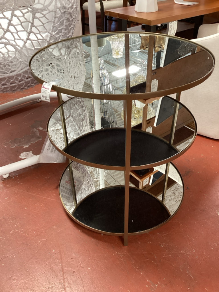 Three Shelves Gold/Glass Accent Table 28wx30Dx28H