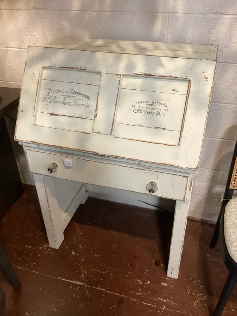 Distressed French Country Secretary Desk Shabby Chic Finish 21" W X 21"D X 43"H
