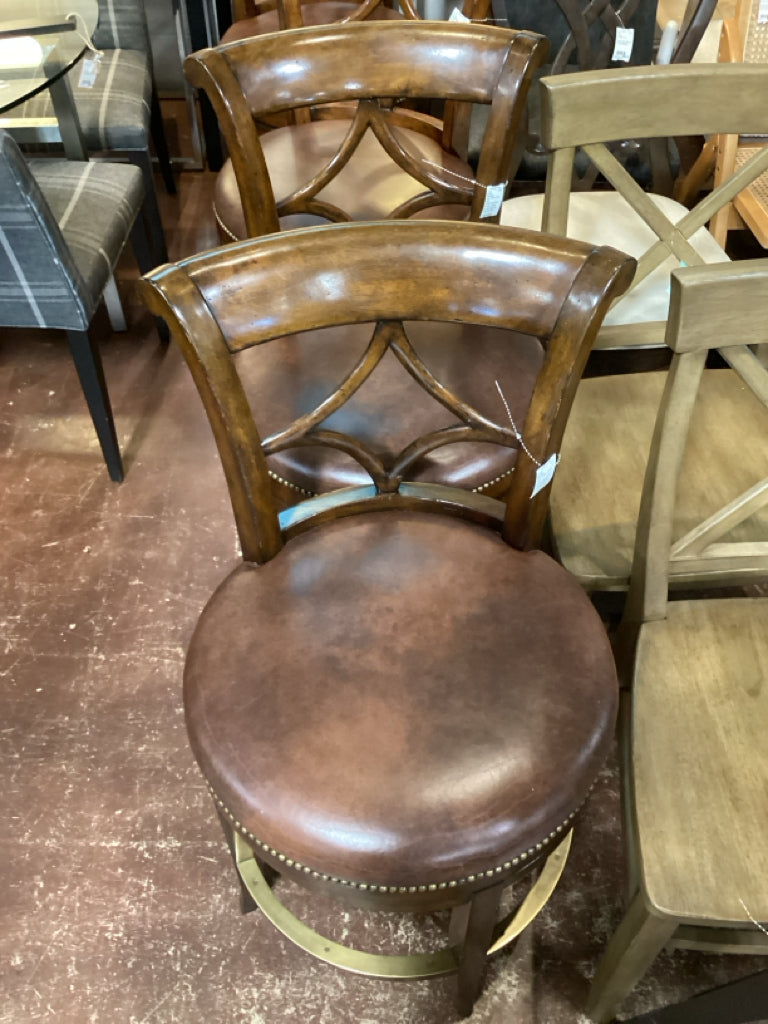 Woodbridge Swivel Armless Leather counter height Bar Stool 24" (Pair)