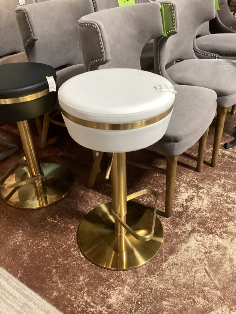 TOV Furniture Astro White and Gold Adjustable Stool