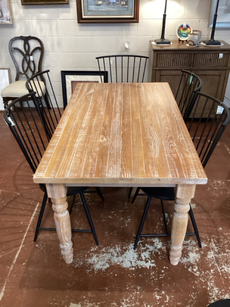 Rectangular Rustic Hand-Finished Dining Table in Driftwood (AS FOUND) 63"L x 36"