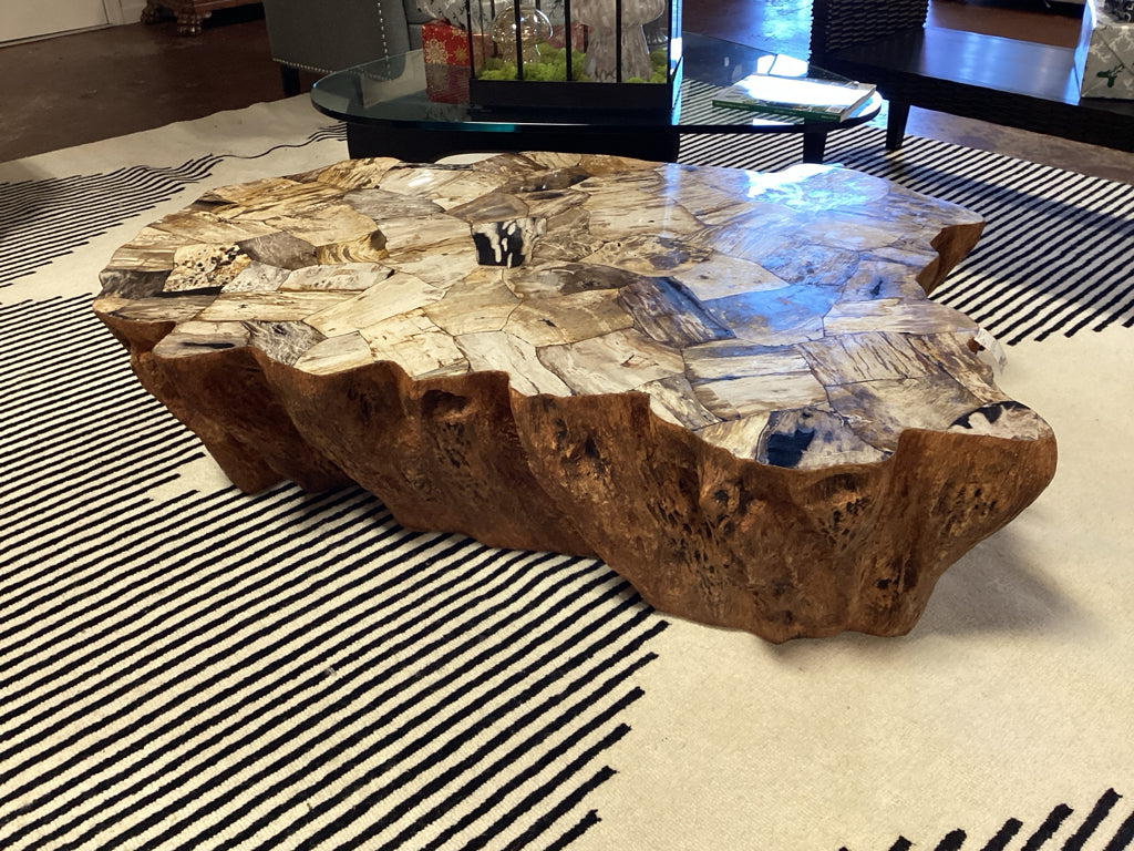 Arhaus Coffee Table/ Clayhill petrified wood mosaic table / 54 x 40 x 15 high