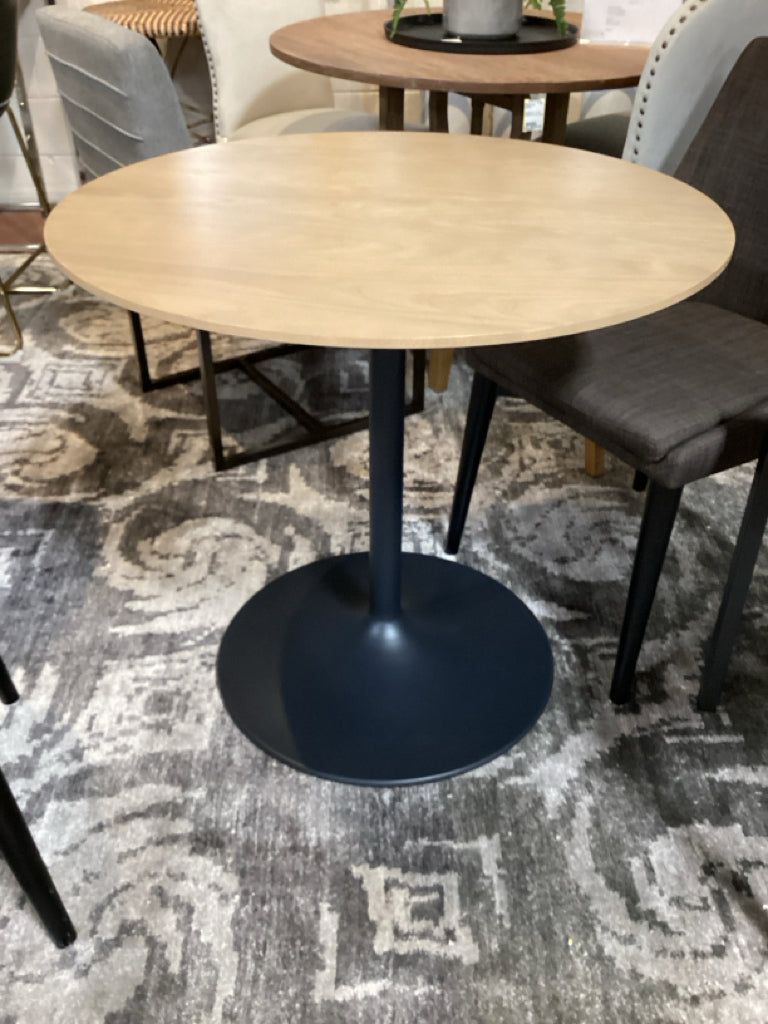 Room & Board 32" Round Oak Top Table with Graphite Base