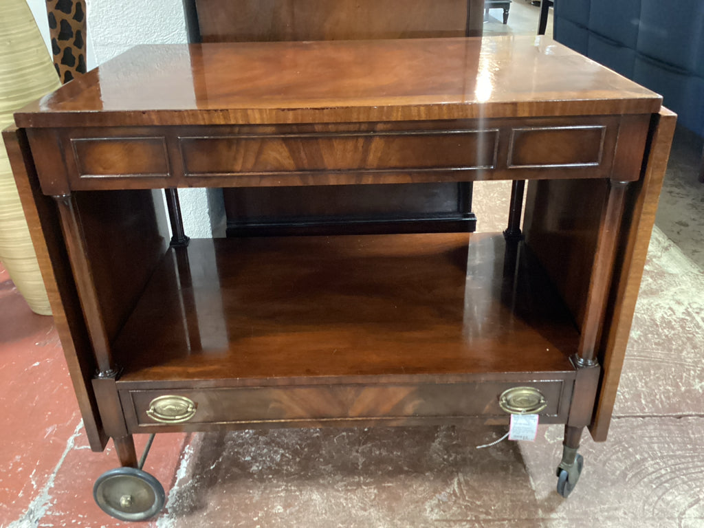 Antique Sheraton drop leaf mahogany Serving cart 32 x 20 x 27 high