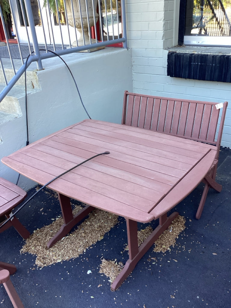 Outdoor Wood Dining Table and Bench