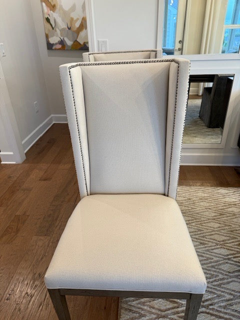 PAIR Hooker Linen Khaki Dining Side Chair 35x36x46