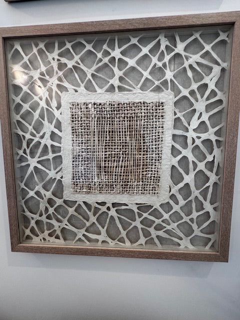 Surya Paper Mache abstract wall Art Sactity Collection, webbed square 24x24