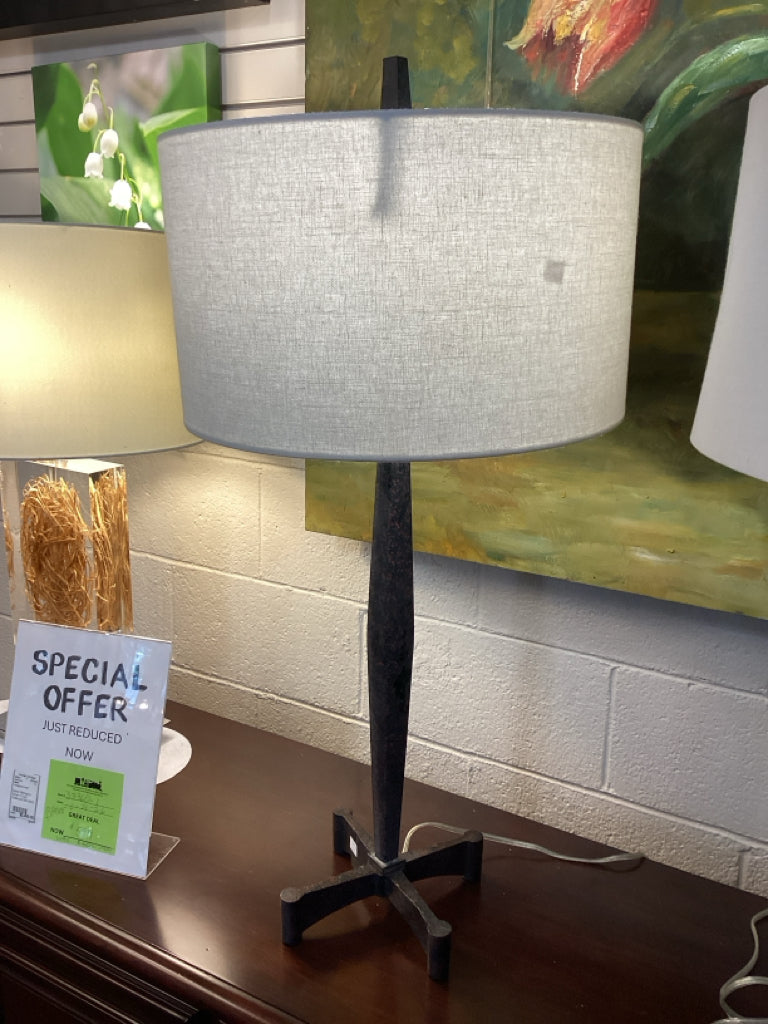 Uttermost lamp / forged iron base / beige shade 35" high