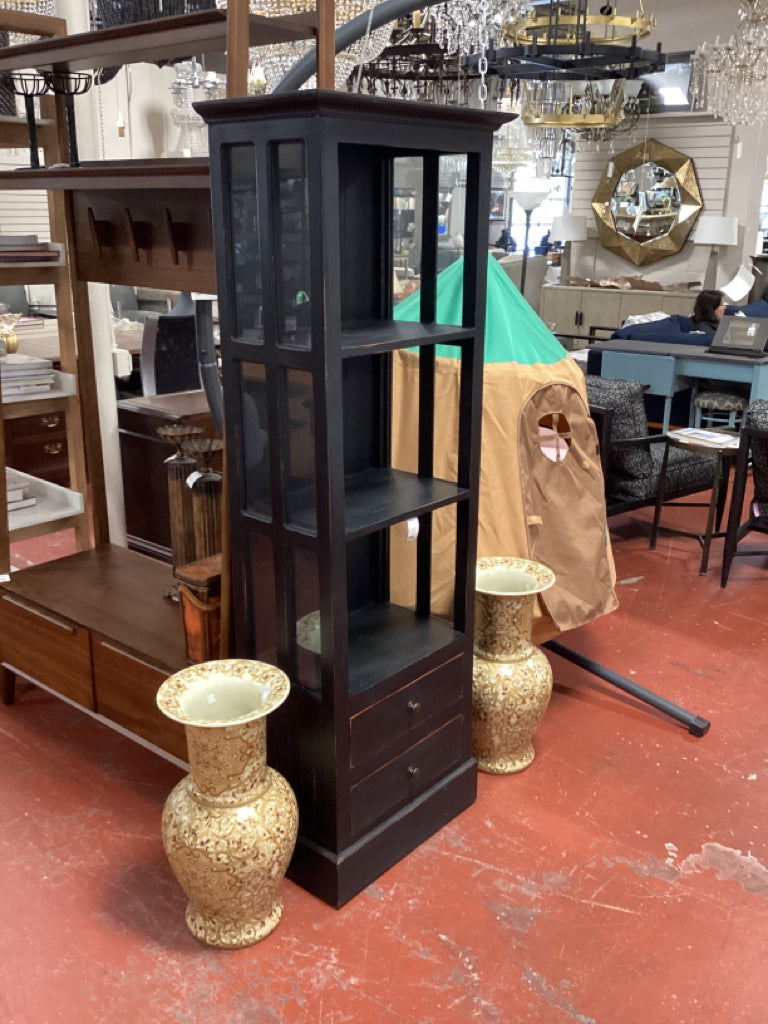 Black Bookcase with bottom drawers 24x15x71 1/2