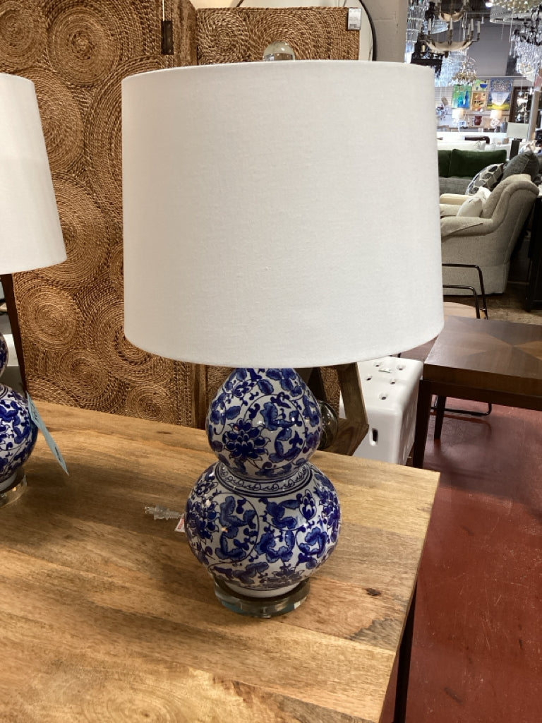 27" Blue and White Table Lamp w/ Acrylic Base
