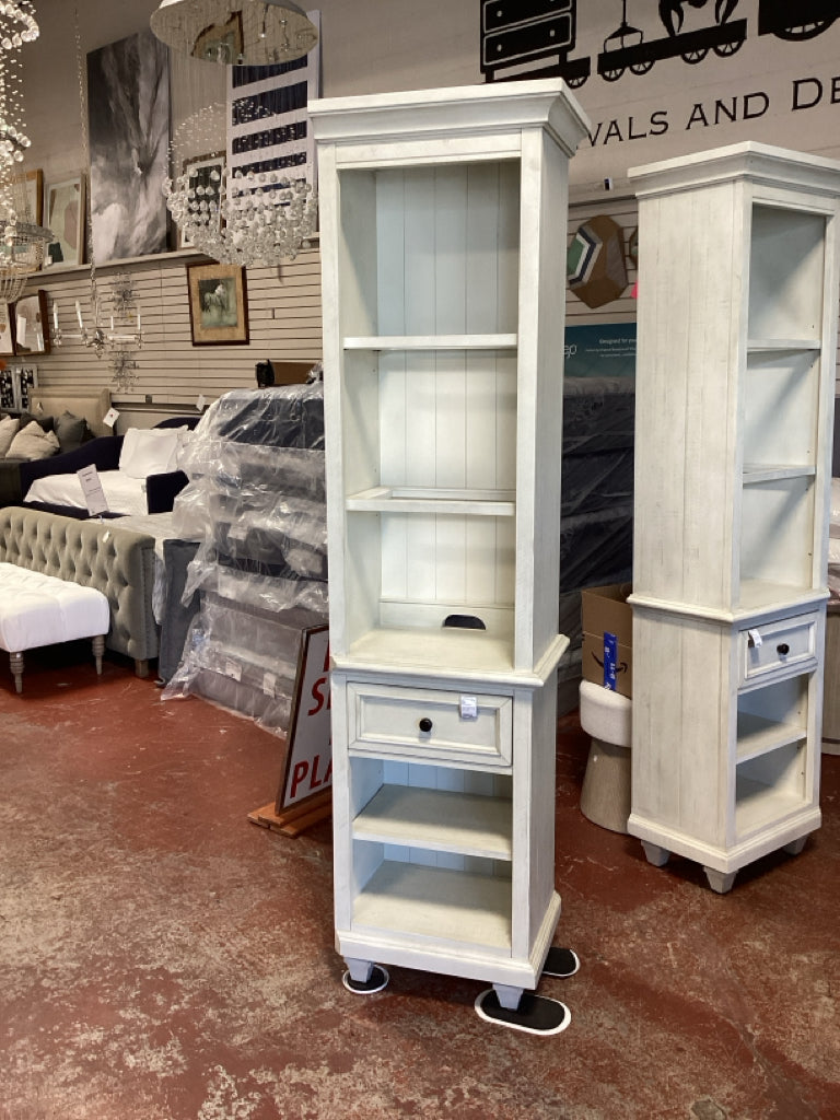 Beckley White Wood Narrow Shelf Unit 84" X 21" X 15"