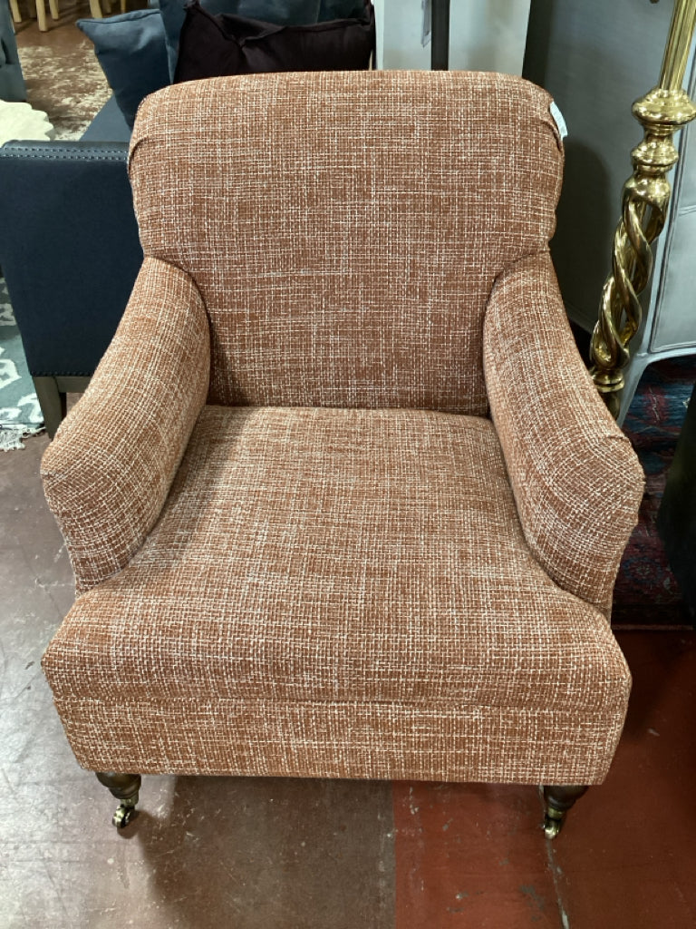 Traditional Upholstered Arm Chair in Rust Color 28x21x35