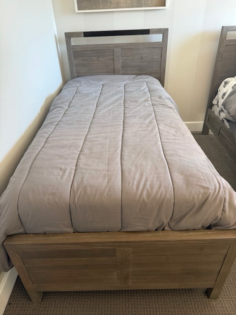 Twin Wood Panel Bed HBFB Rails Dark Grey