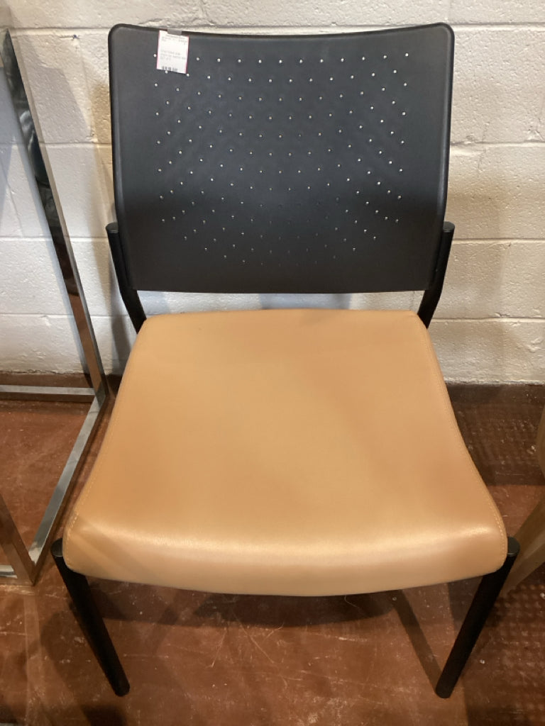Chair/ black side chairs tan leather seat SET of 5