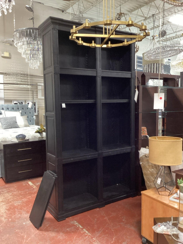 Restoration Hardware Atkins Black Oak Bookcase 56w x 15d x 102 high