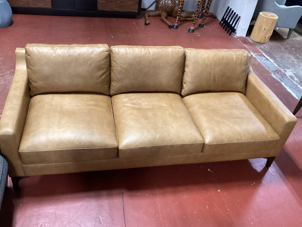 Cognac Sorrento Sofa Italian Leather Sofa 85 x 35.5 x 34 DTVE42GR