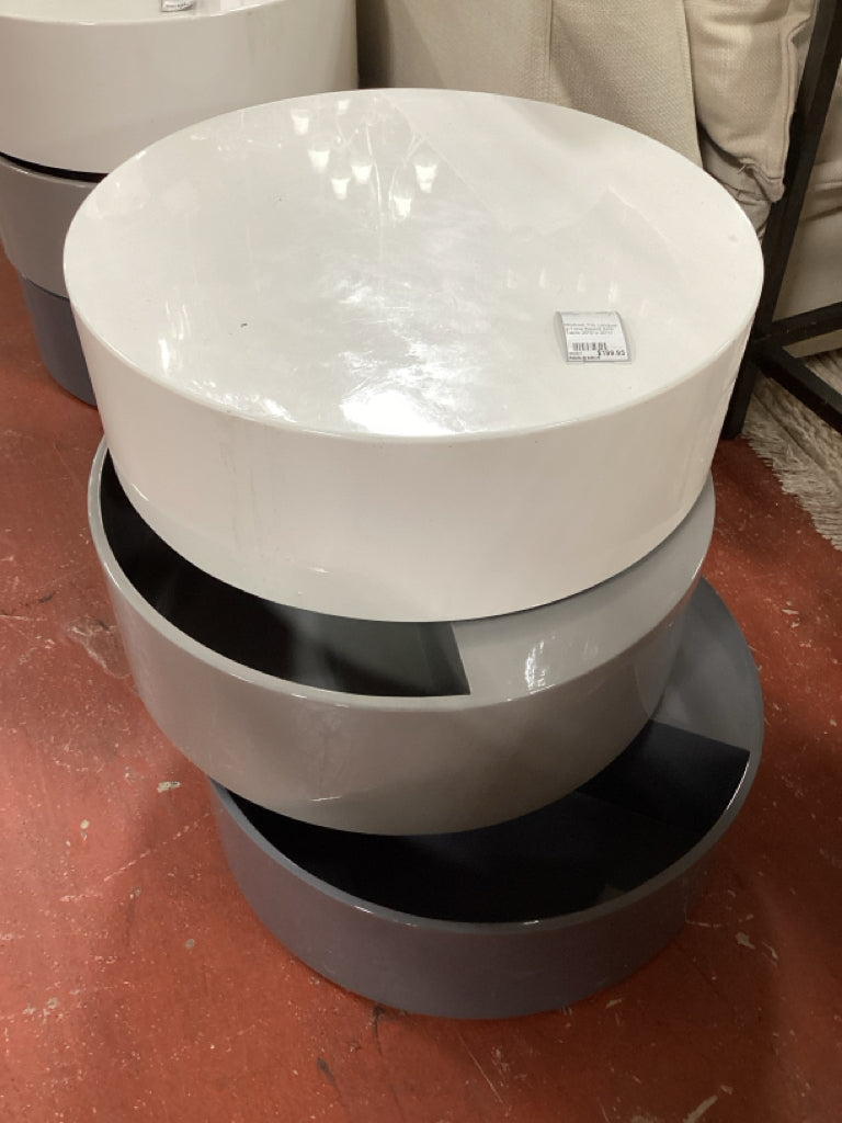Modrest Trio Lacquer 3-Tone Round End Table 20"D x 20"H