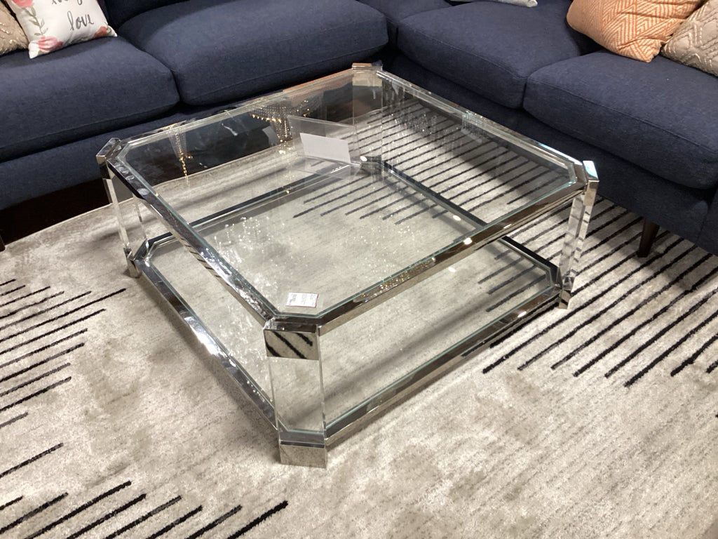 Mitchell Gold + Bob Williams Melrose Coffee Table, Glass/Lucite 37" x 37" x 17"