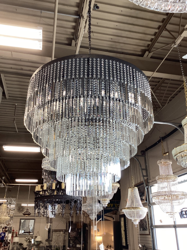 5 Tiered Crystal Chandelier - 44"W x 52"H - 36 Bulbs