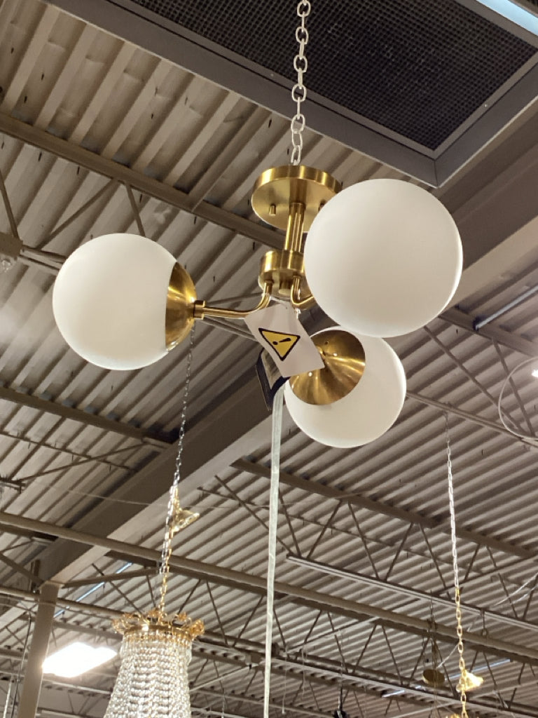 Jonathan Y Olivier 3-Light Bohemian Farmhouse Iron/Frosted Glass LED Semi Flush