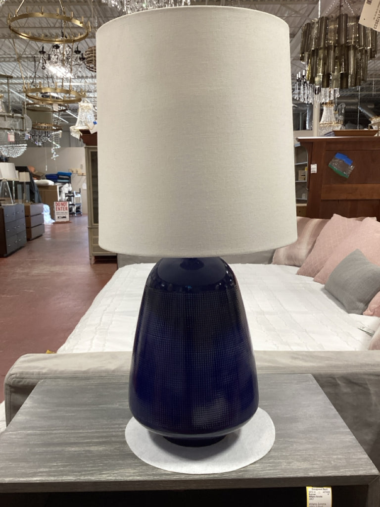 Visual Comfort Glazed Ceramic 27" Table Lamp w/White Linen Shade