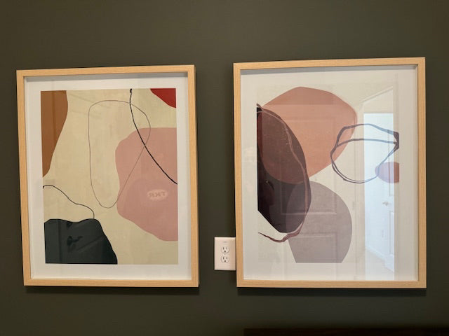 Moe's Home Peaceful Abstract Print framed art with light oak frame, 27.5X33.5