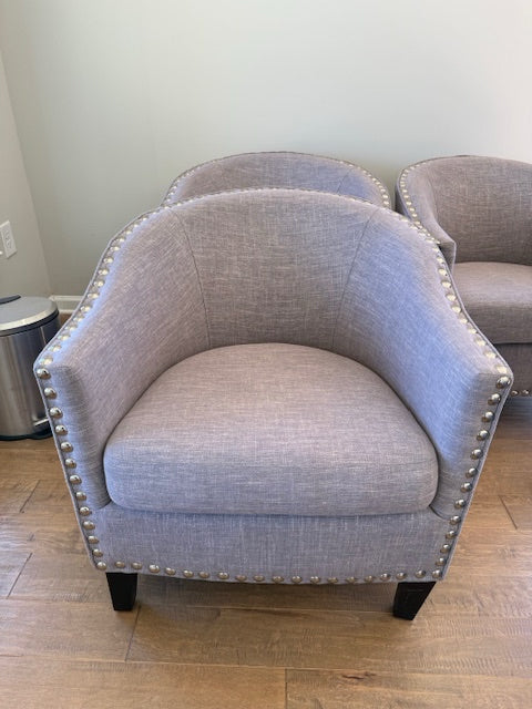 Madison Park Barrel Arm Chair w/ Nailhead Trim, Grey 29x22x30 (PAIR)