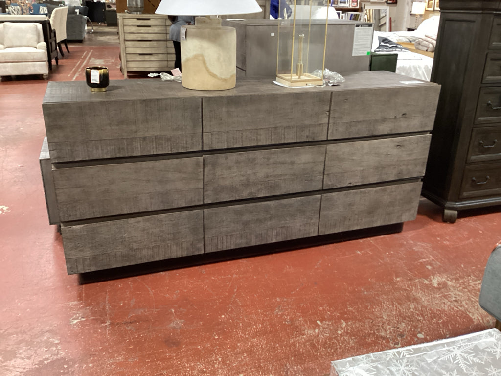 Monterey Reclaimed Wood Nine Drawer Dresser w/ Geometric Silhouette 84"W x 22"D