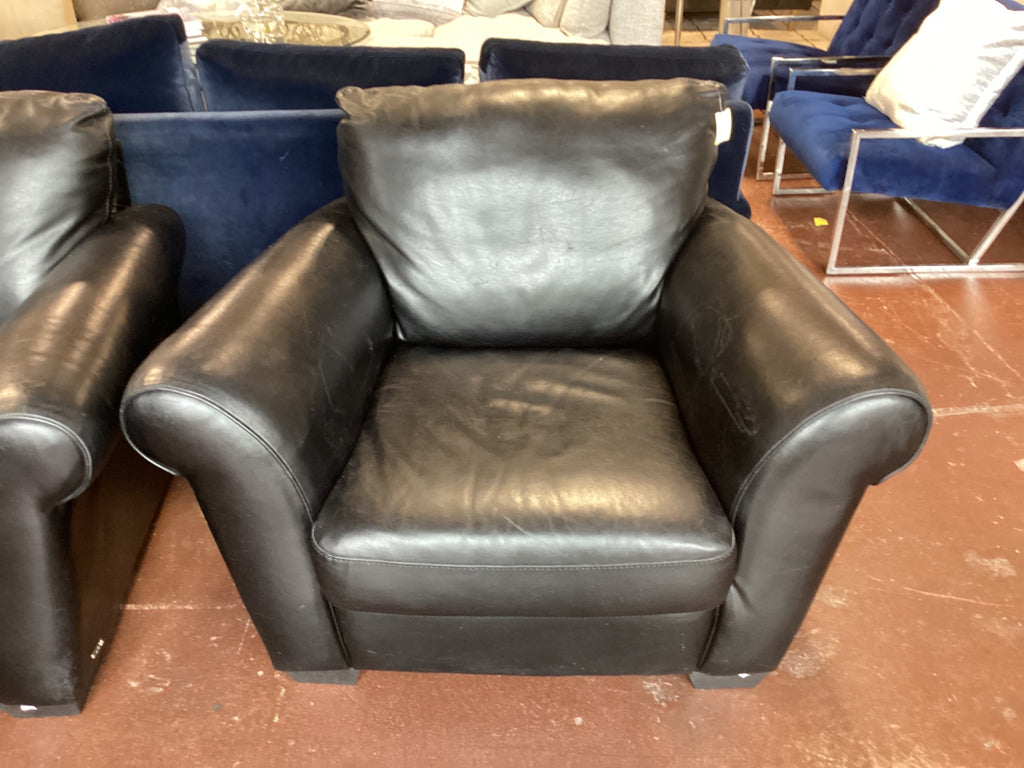 Natuzzi Leather Black Club Arm Chair (as found)