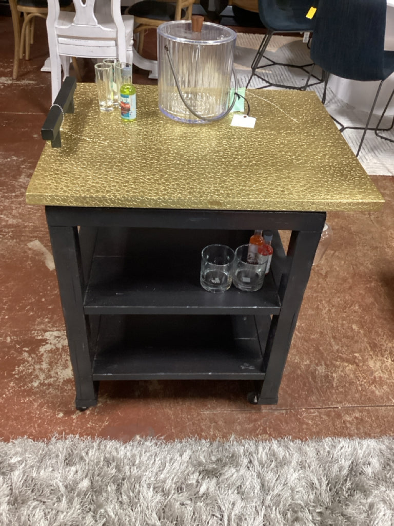 Bar Cart / black & gold 3 tier bar 27 x 23 x 30" high