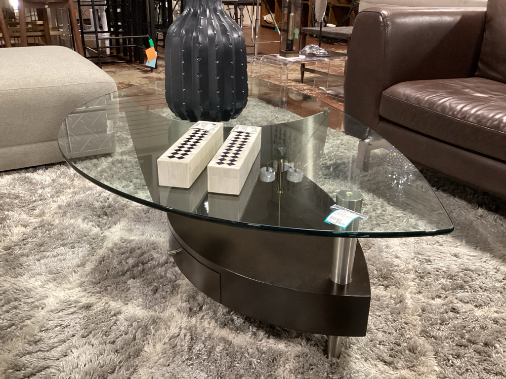 Coffee Table / contemporary metal & glass 54 x 32 x 17