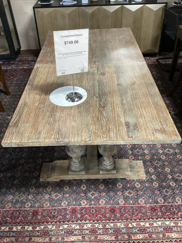 Rustic Farmhouse Style Trestle Dining Table 78" & (2) 20" Leaves (as found)
