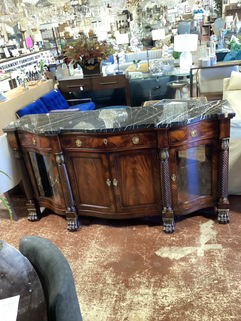 Henredon Vintage Mahogany Natchez Marble Top Sideboard 76.5" X 39" X 24"