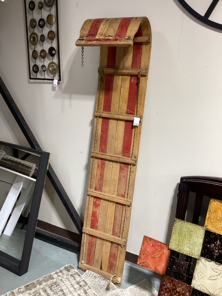 Vintage Wood and Metal-Strut toboggan sled