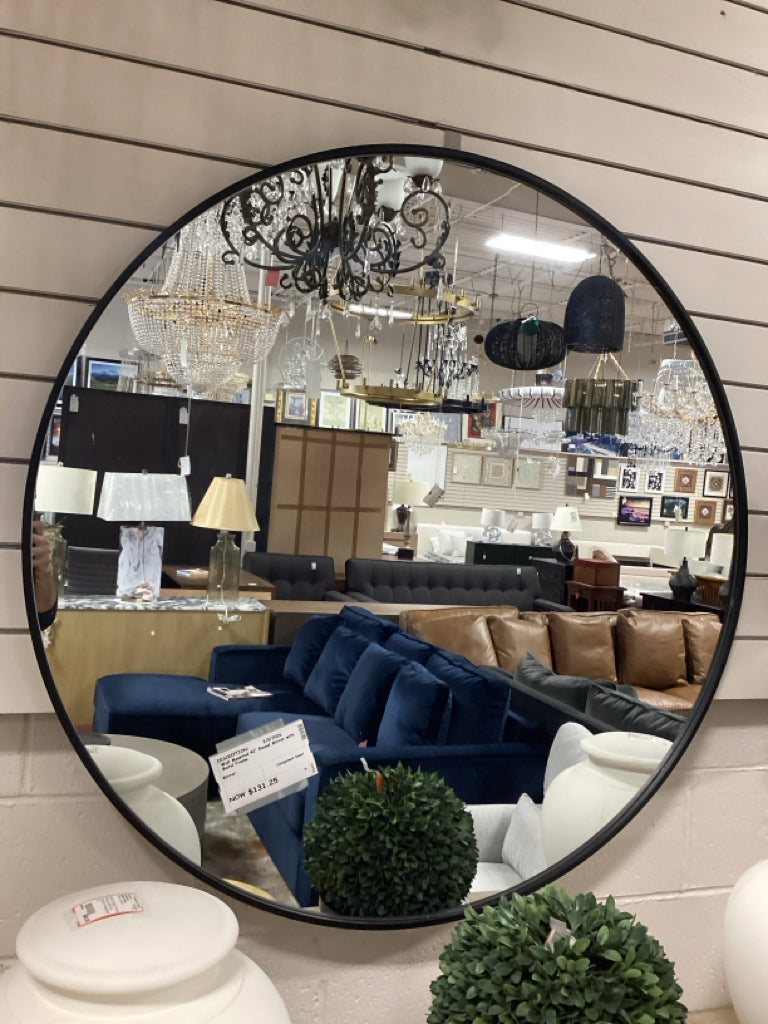 Wall Mounted 42" Round Mirror with Metal Frame